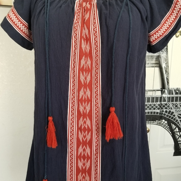 Anthropologie Thml Embroidered Boho Navy Blue Slip Dress - Picture 2 of 5